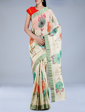 Online shopping for meghalaya organza brush painted sarees by unnatisilks