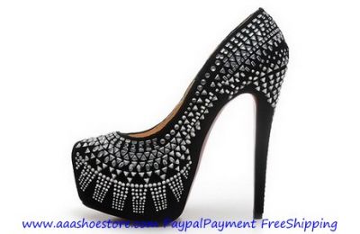 Christian Louboutin Decorapump Strass Platform Red Sole Pump Black Free shipping Paypal payment www.
