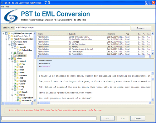 PST to EML conversion
