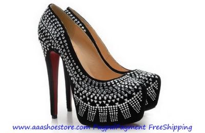 Christian Louboutin Decorapump Strass Platform Red Sole Pump Black Free shipping Paypal payment www.
