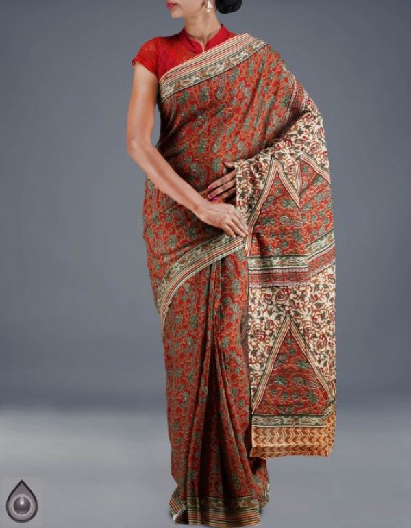 Online shopping for kalamkari soft cotton plain sarees by unnatisilks
